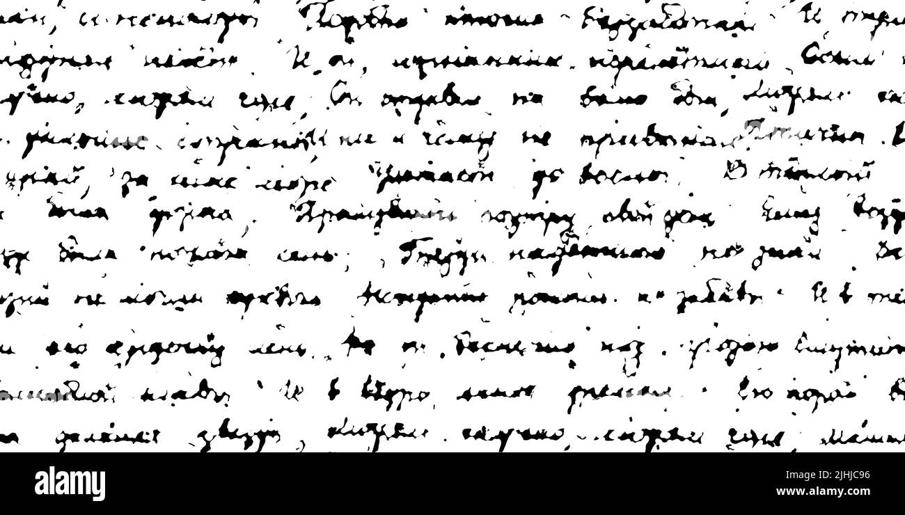 Handgeschriebenes, unlesbares Textvektor-nahtloses Muster. Alte weiße und schwarze Tapete Skript. Monochrom-Notizbuch Vintage-Seite. Retro unlesbarer Handgriff Stock Vektor