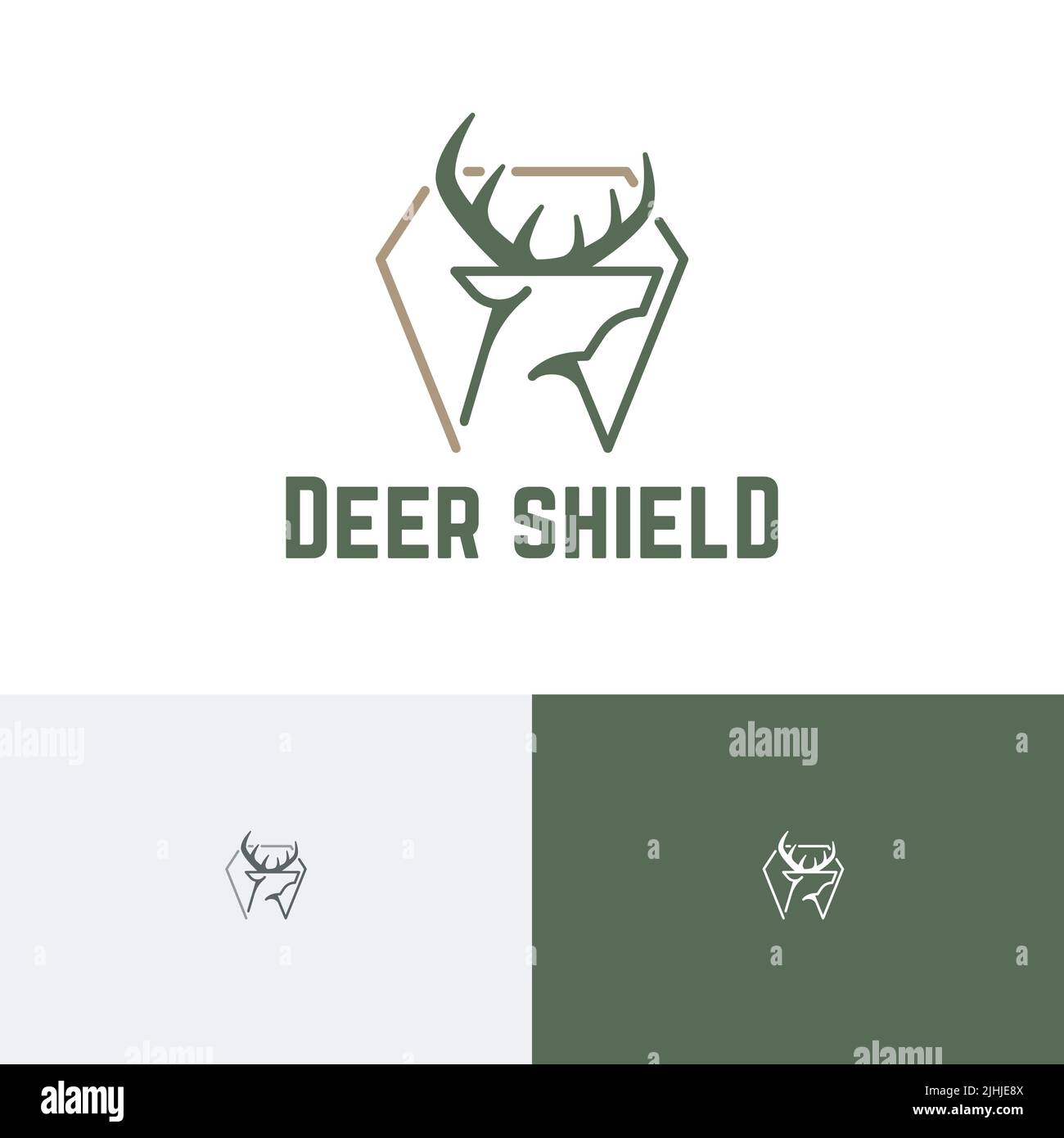 Hirschschild Starkes Gehörntes Tier Wildlife Nature Protection Logo Stock Vektor