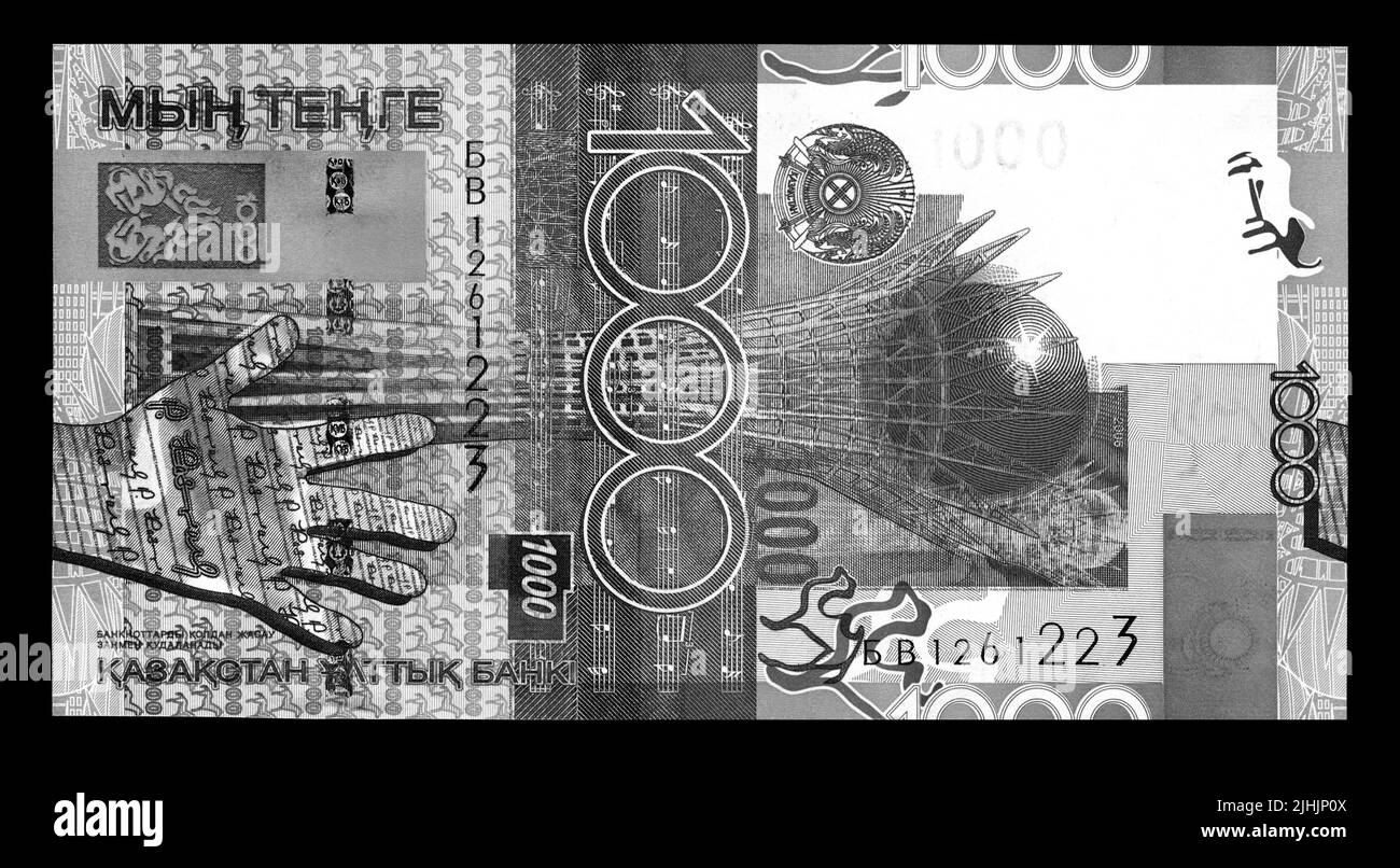 Foto Banknote Kasachstan, 1000 Tenge Stockfoto