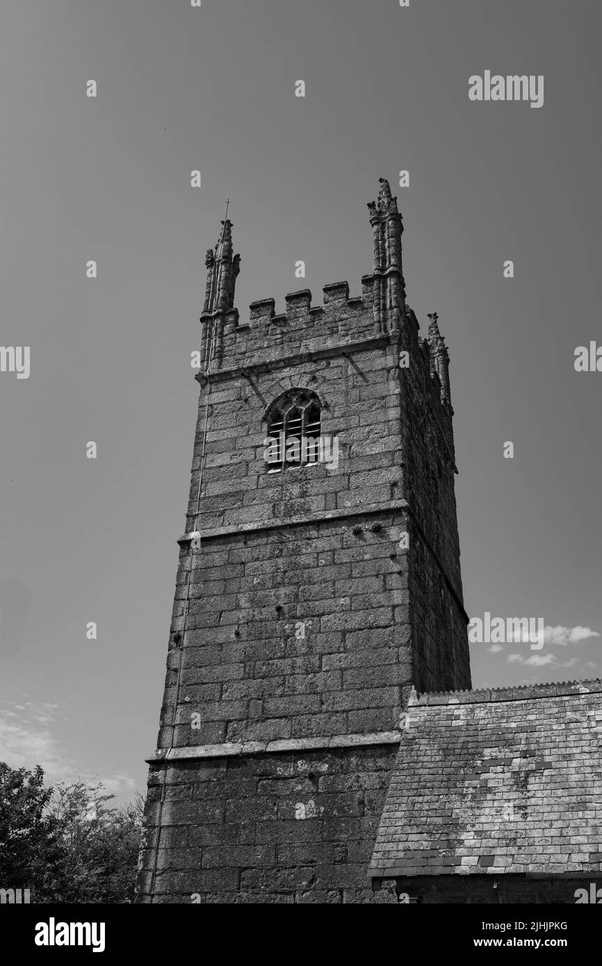 Außenansicht der Pfarrkirche St. Laudus, aus Burnthouse, Penryn, Cornwall Stockfoto