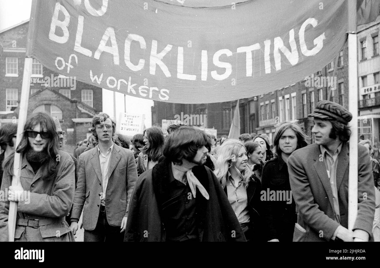 protestmarsch der Studenten, Liverpool, Großbritannien. 1970 Stockfoto