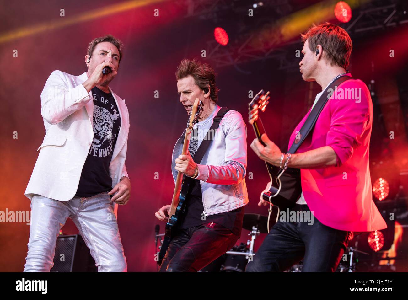 NUR FÜR REDAKTIONELLE ZWECKE. Barcelona, Spanien. 2022.07.08. DURAN Duran-Band spielt auf der Bühne des Cruïlla Festivals am 08. Juli 2022 in Barcelona, Spanien. Stockfoto