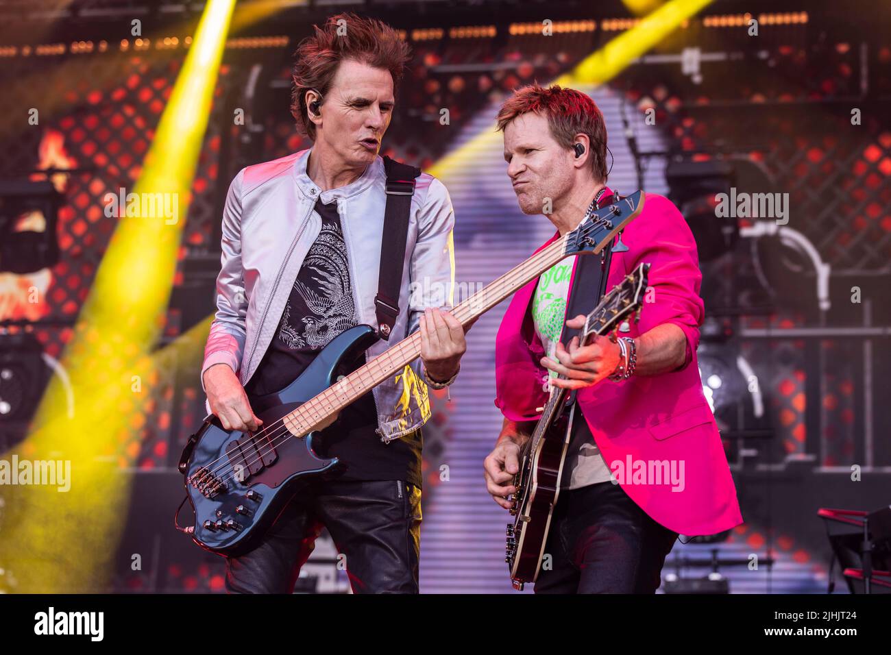 NUR FÜR REDAKTIONELLE ZWECKE. Barcelona, Spanien. 2022.07.08. DURAN Duran-Band spielt auf der Bühne des Cruïlla Festivals am 08. Juli 2022 in Barcelona, Spanien. Stockfoto