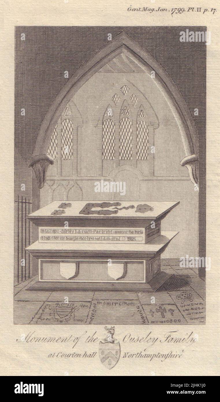 Ouseley Familiendenkmal in der Allerheiligen-Kirche von Courteenhall. Norhants 1799 Stockfoto