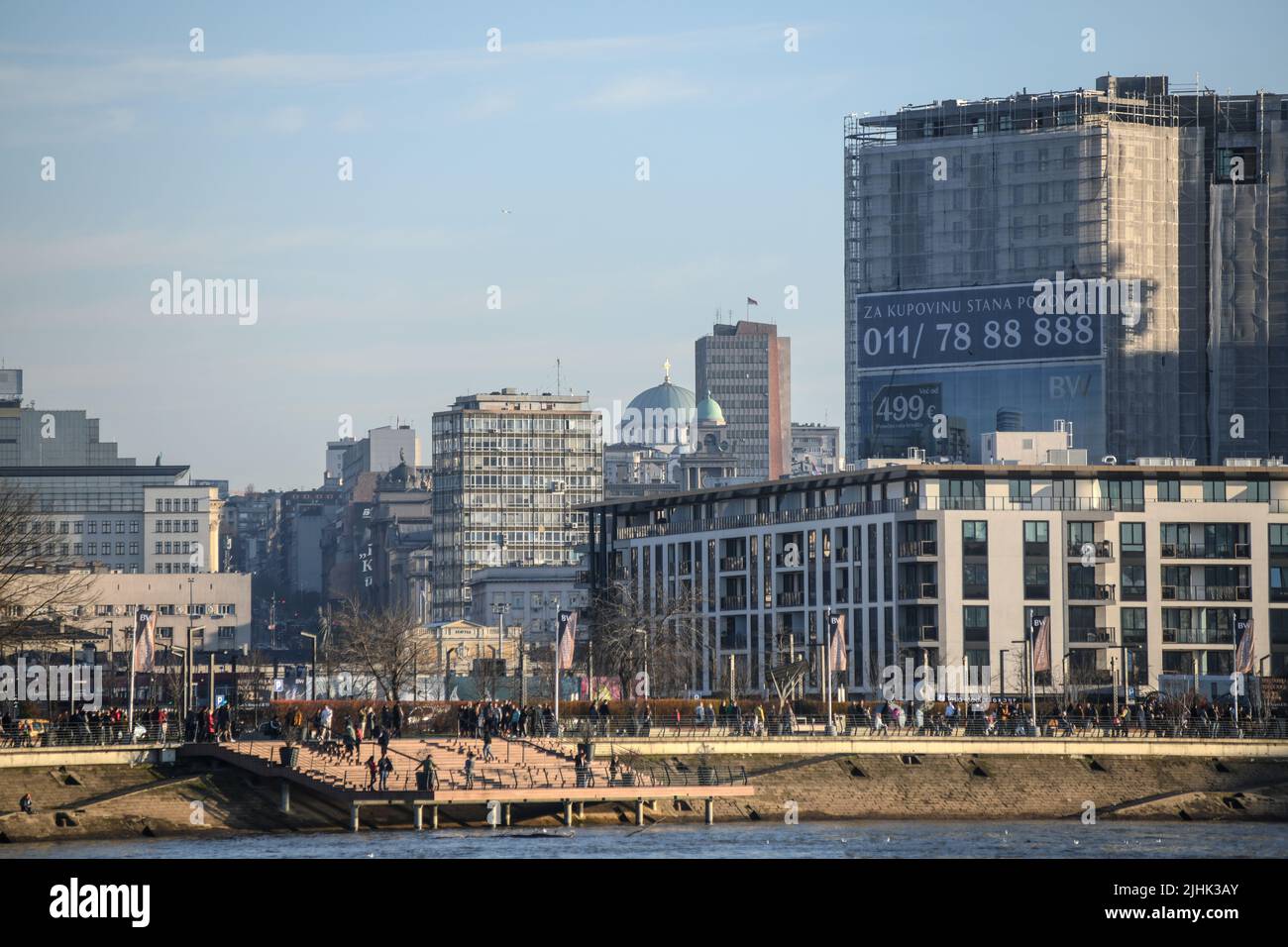 Belgrade Waterfront: Bau neuer Gebäude am Sava-Ufer. Serbien Stockfoto