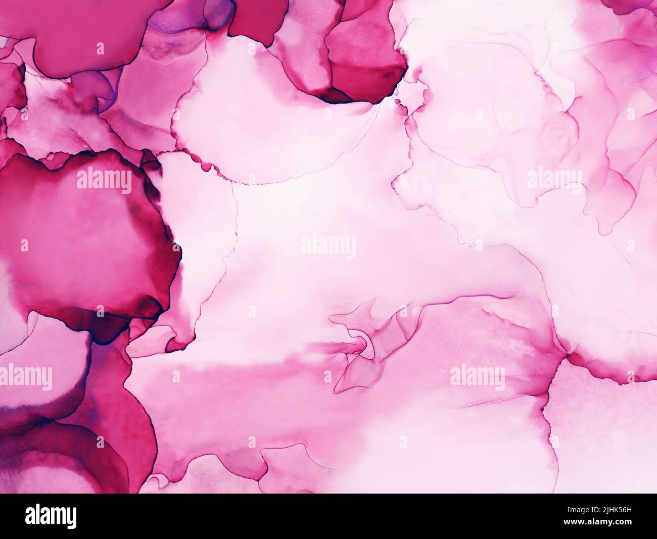 Abstrakt rot Aquarell Alkohol Tinte Flow Paint. Moderne rosa handbemalte Kunstwerk von abstrakten transparenten Alkohol Tinte Hintergrund. Kunst für Design. Farbe Stockfoto
