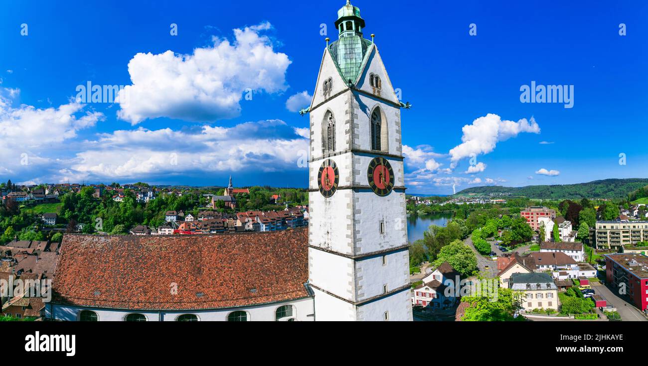 Laufenburg - charmante mittelalterliche Stadt am Rhein in der Schweiz an der Grenze zu Deutschland Stockfoto