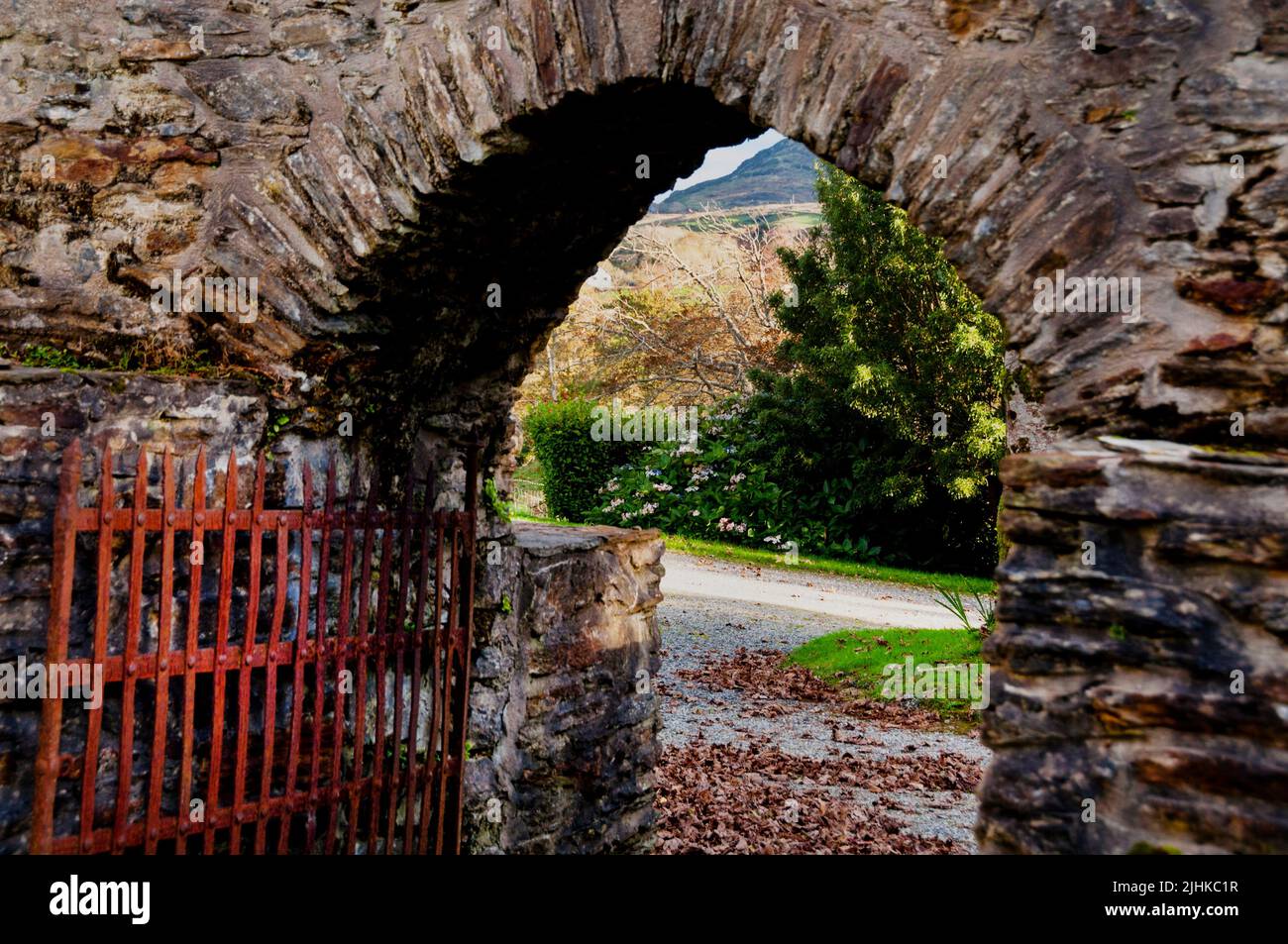 Woodhill House in Ardara, Irland und Blick auf die Donegal Highlands. Stockfoto