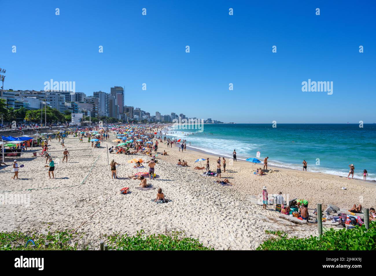 Ipanema Beach von Mirante do Leblon, Ipanema, Rio de Janeiro, Brasilien Stockfoto