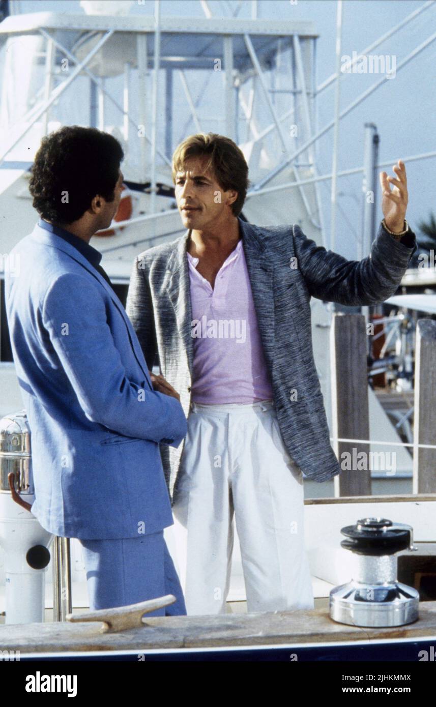PHILIP MICHAEL THOMAS, Don Johnson, MIAMI VICE, 1984 Stockfoto