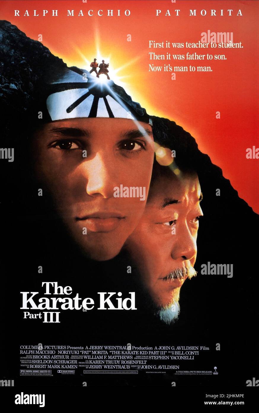 RALPH MACCHIO und Pat Morita, Plakat, Karate Kid TEIL III, 1989 Stockfoto