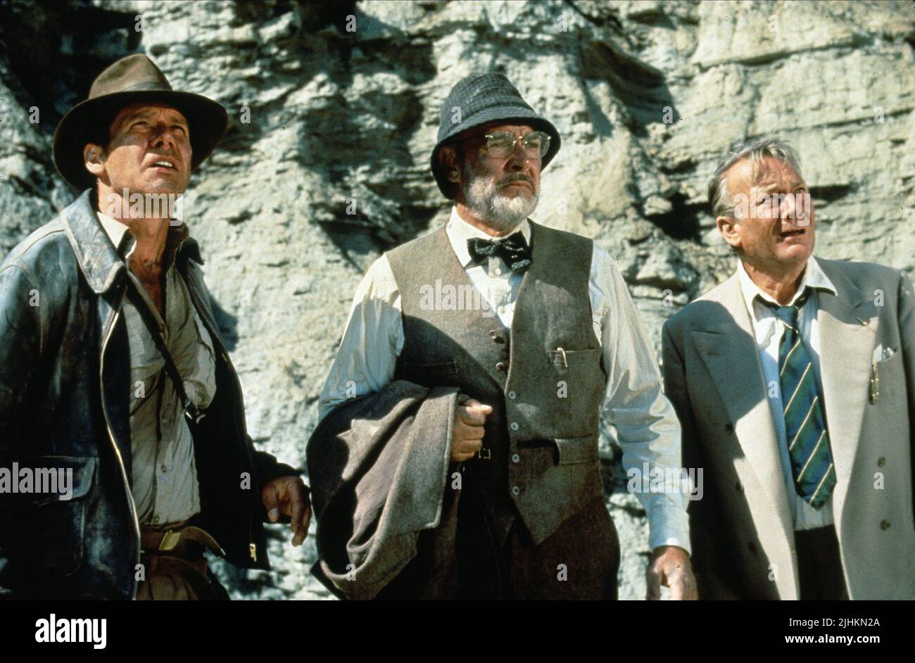 HARRISON Ford, SEAN CONNERY, Denholm Elliott, INDIANA JONES UND DER LETZTE KREUZZUG, 1989 Stockfoto