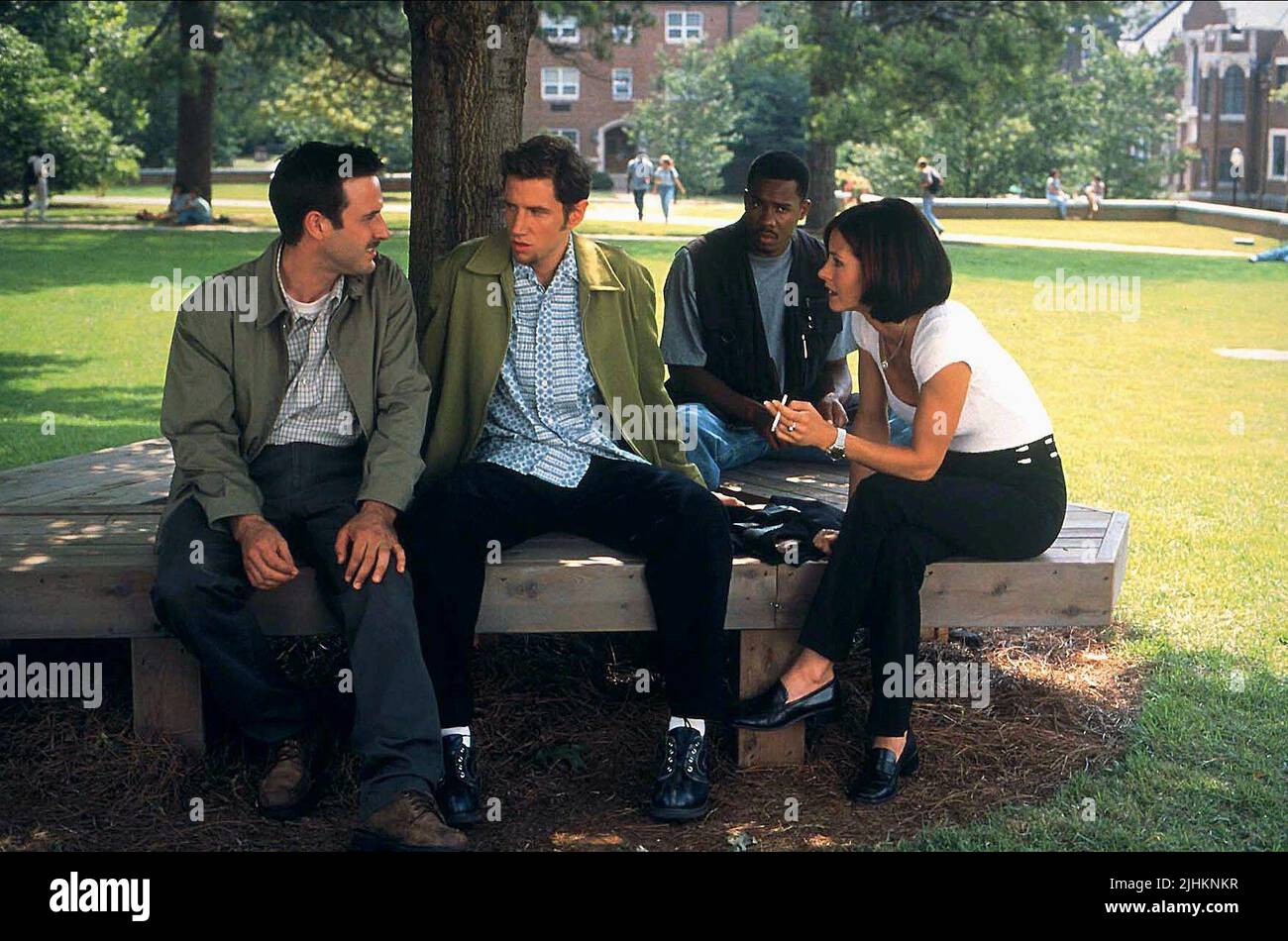 DAVID ARQUETTE, Jamie Kennedy, DUANE MARTIN, COURTENEY COX, Scream 2, 1997 Stockfoto