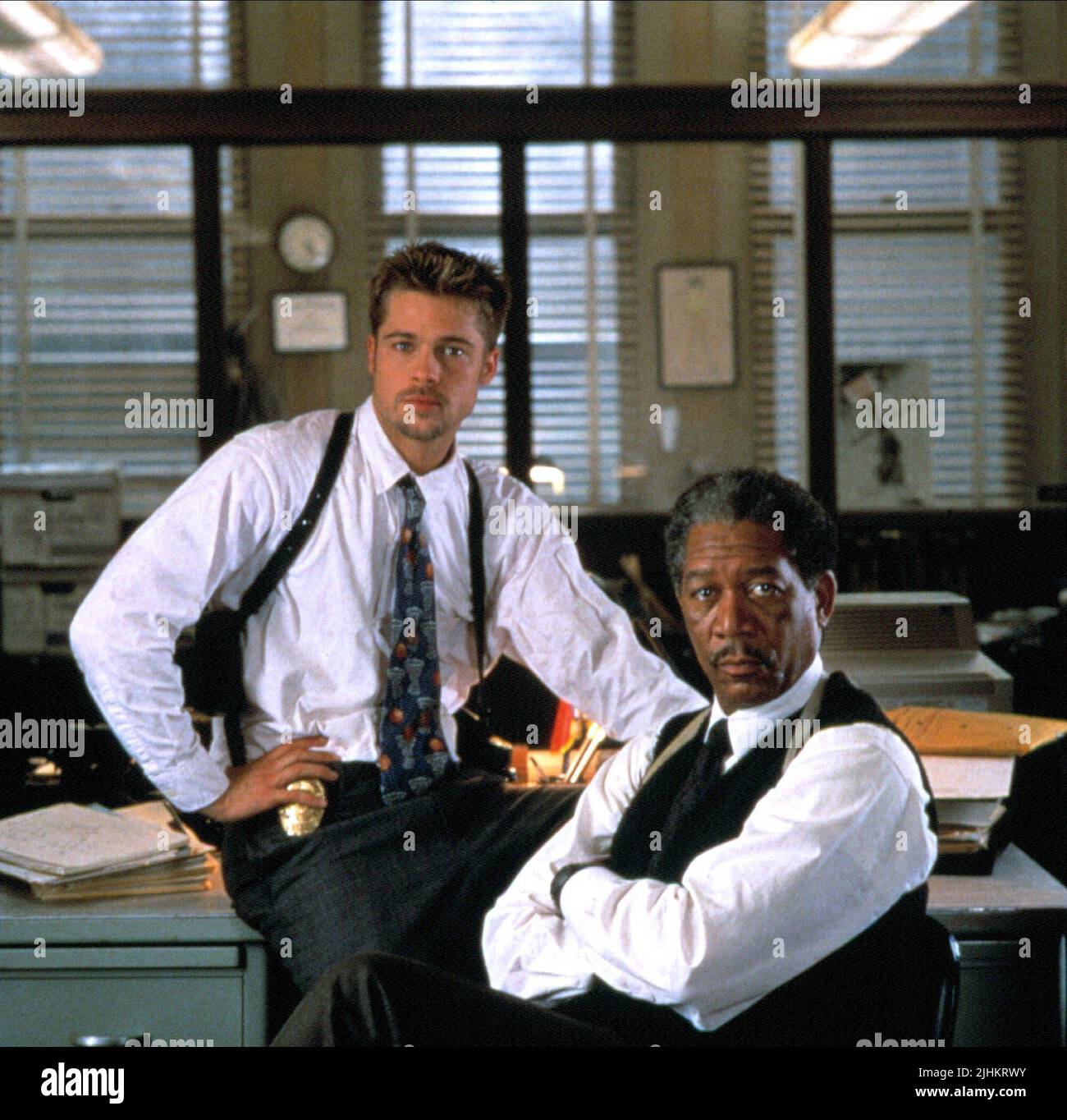 BRAD PITT, Morgan Freeman, SE7EN, 1995 Stockfoto