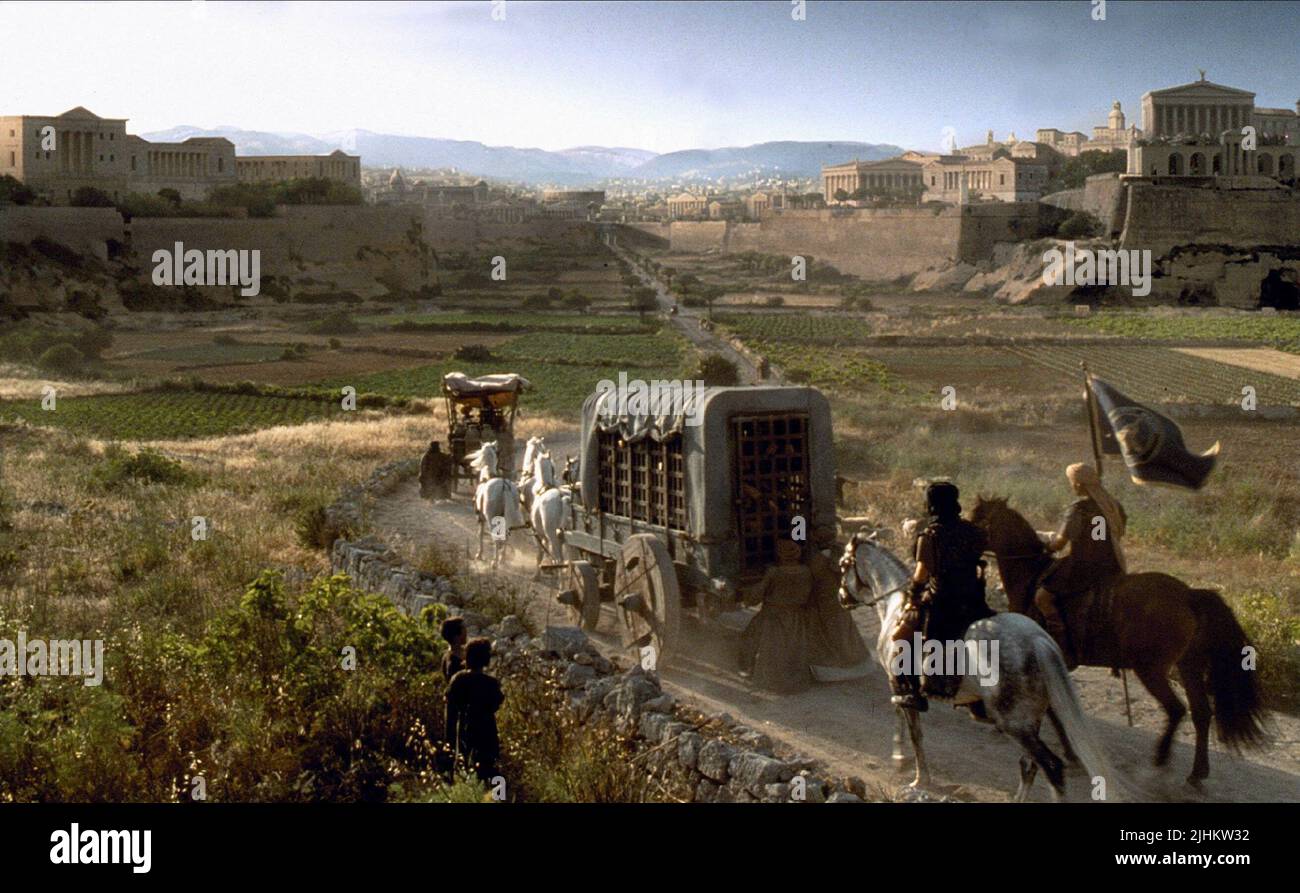 SKLAVENWAGEN FAHREN IN DIE STADT GLADIATOR, 2000 Stockfoto