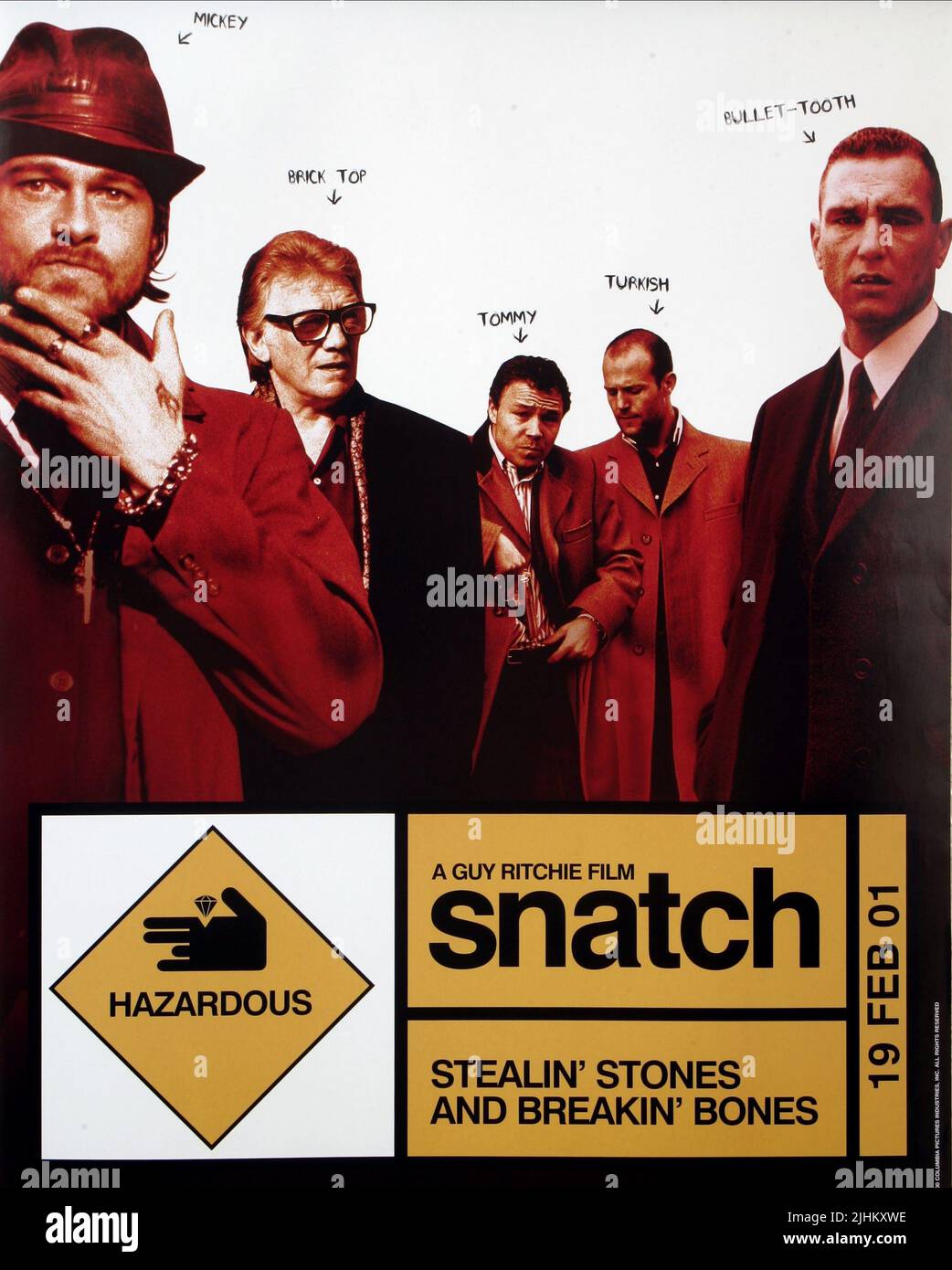 BRAD PITT, ALAN FORD, Stephen Graham, Jason Statham, Vinnie Jones, Plakat, SNATCH., 2000 Stockfoto