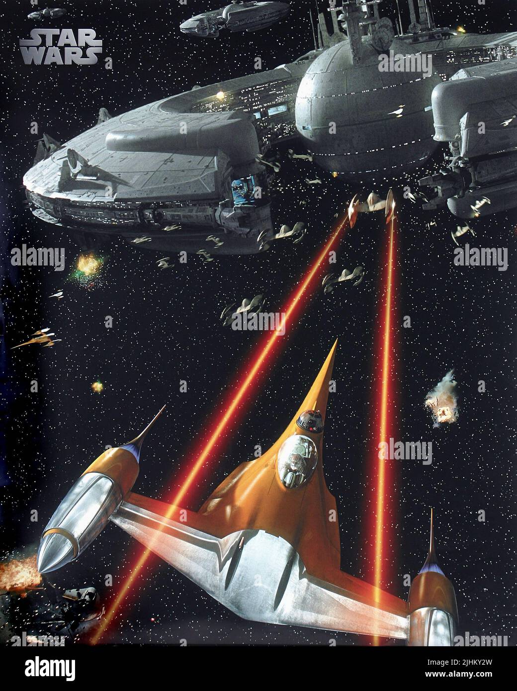 NABOO N-1 STARFIGHTER LUCREHULK-KLASSE DROID CONTROL SCHIFF FILM ARTWORK, Star Wars: Episode II - Angriff der Klonkrieger 2002 Stockfoto