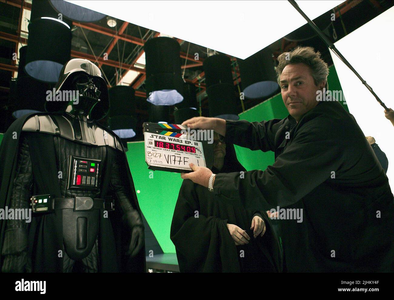 HAYDEN CHRISTENSEN als Darth Vader, RICK MCCALLUM, Star Wars: Episode III - Die Rache der Sith, 2005 Stockfoto