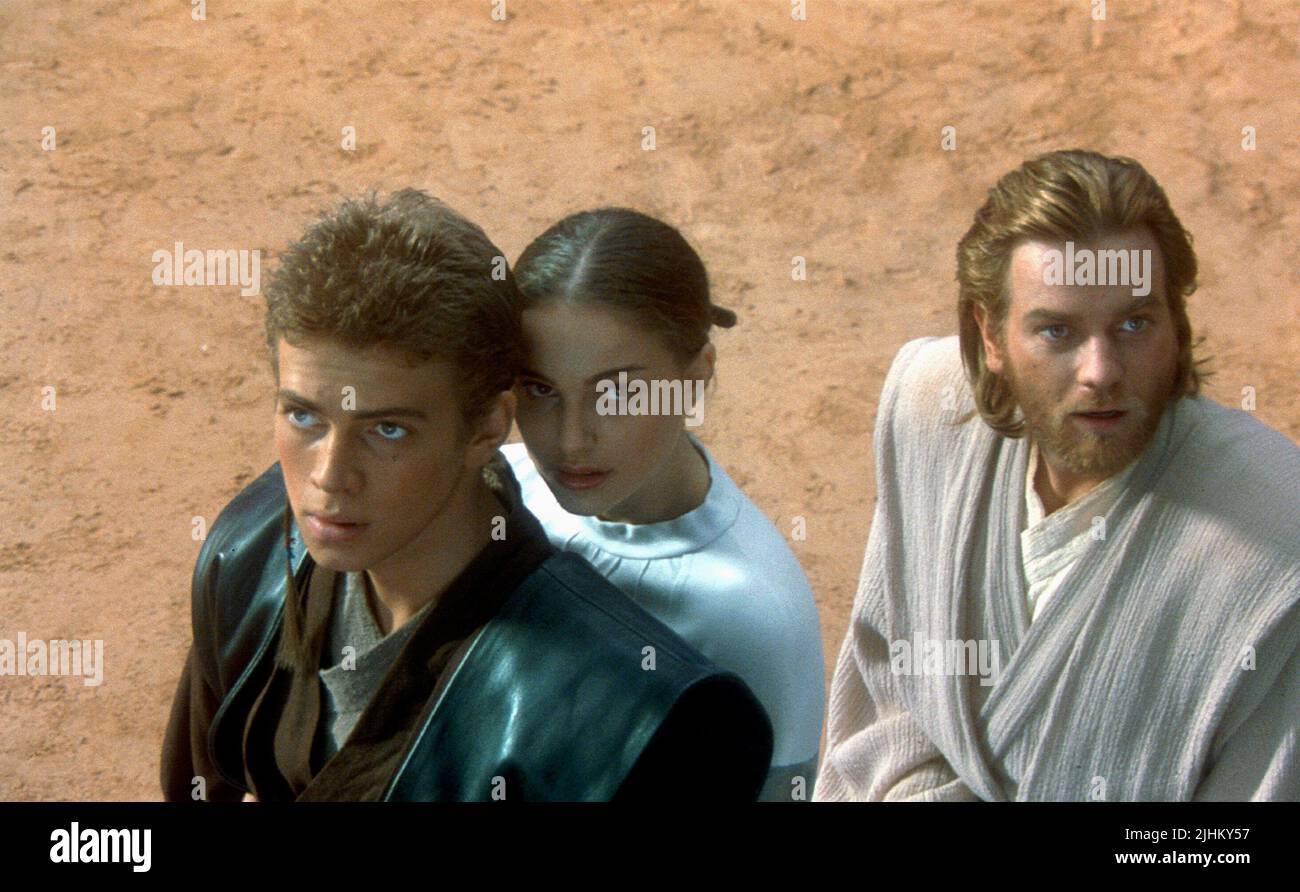 HAYDEN CHRISTENSEN, NATALIE PORTMAN, EWAN MCGREGOR, Star Wars: Episode II - Angriff der Klonkrieger 2002 Stockfoto