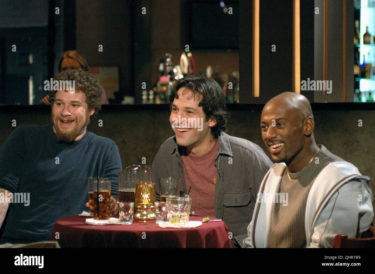 SETH ROGEN, Paul Rudd, Romany Malco, das 40 Jahre alte Jungfrau, 2005 Stockfoto