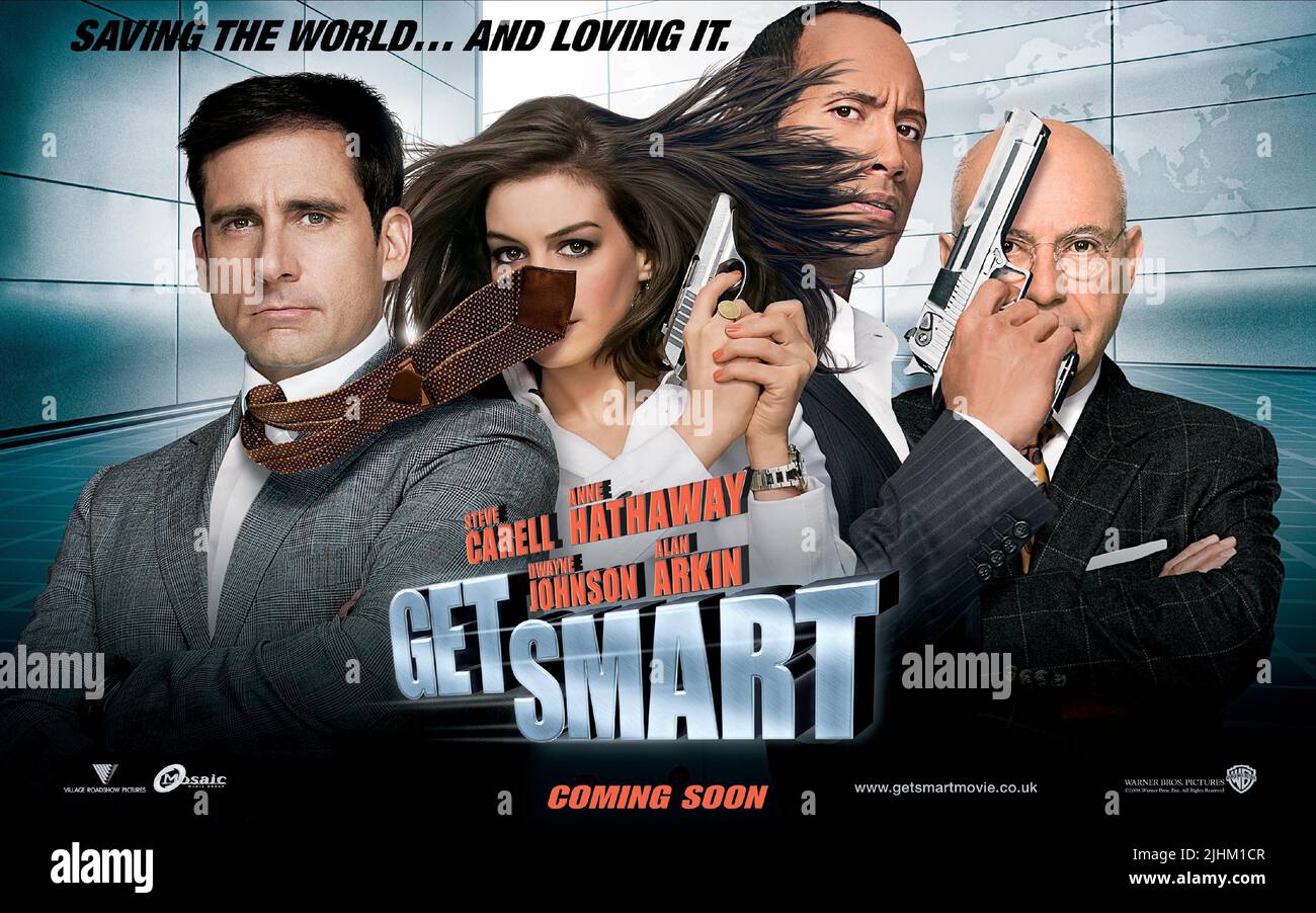 STEVE CARELL, Anne Hathaway, Dwayne Johnson, Alan Arkin, Plakat, SMART, 2008 Stockfoto