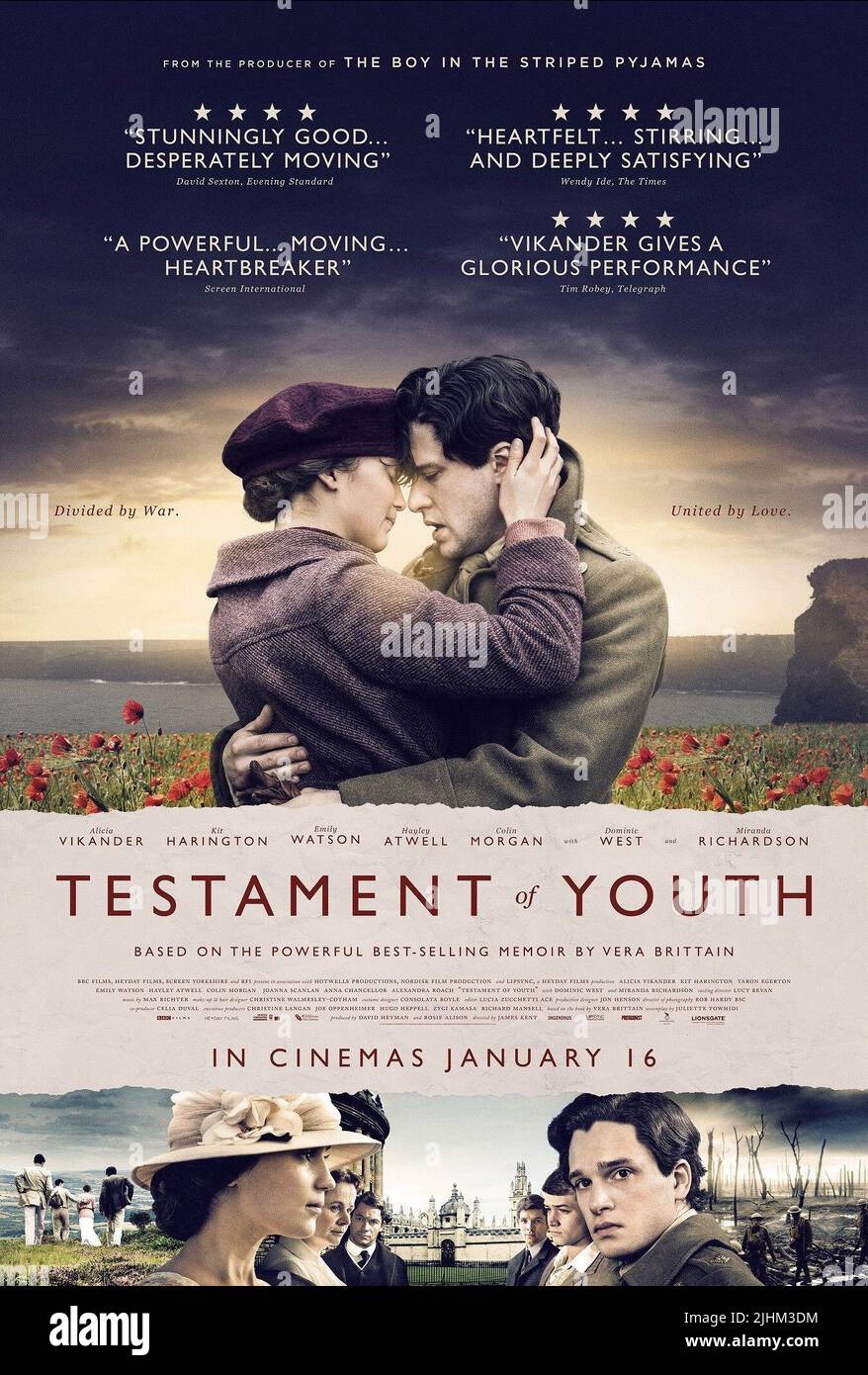 ALICIA VIKANDER, KIT HARINGTON, Plakat, TESTAMENT DER JUGEND, 2014 Stockfoto