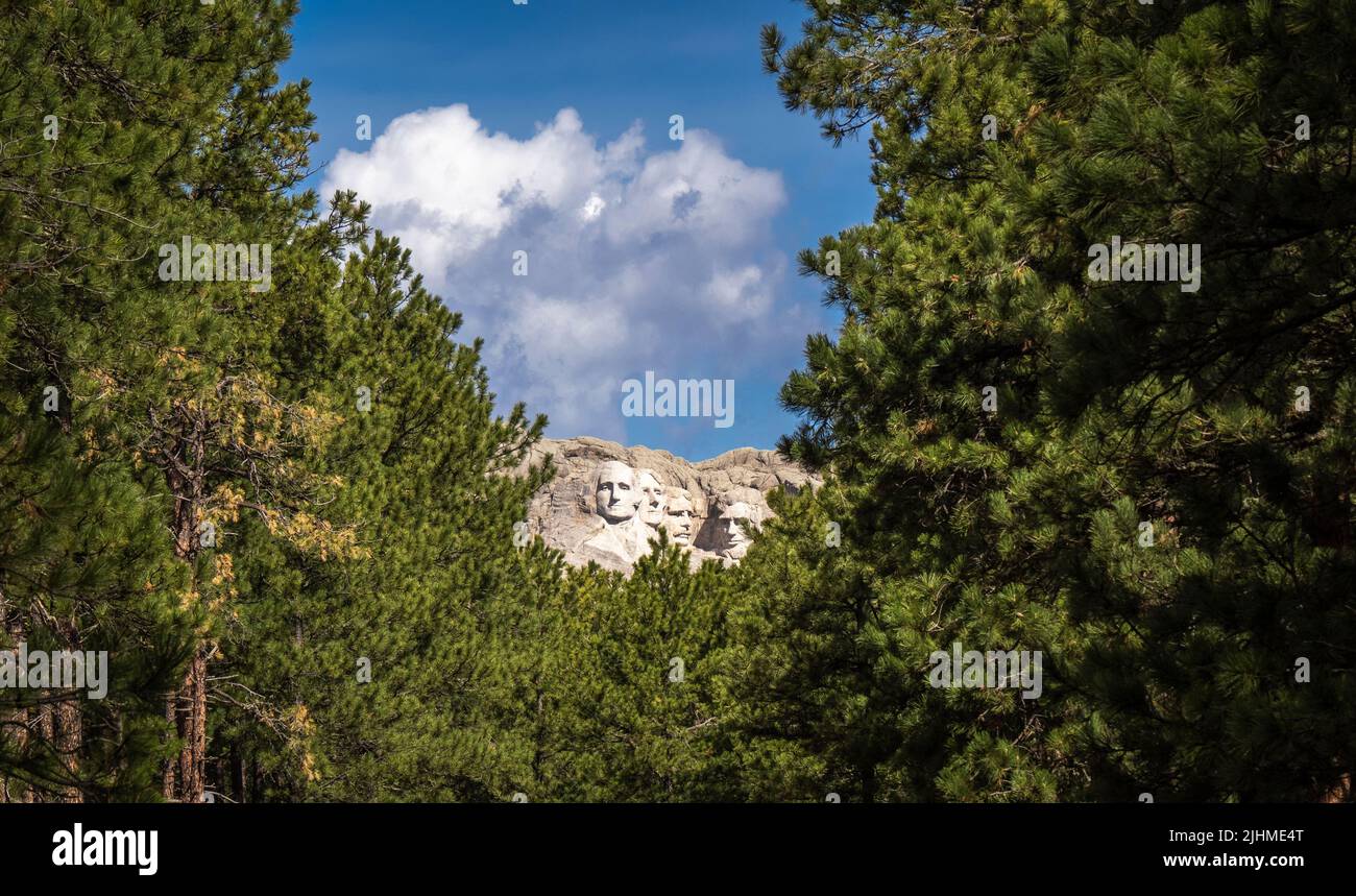 Mount Rushmore National Memorial vom Peter Norbeck Overlook an der Iron Mountain Road in den Black Hills von South Dakota USA Stockfoto