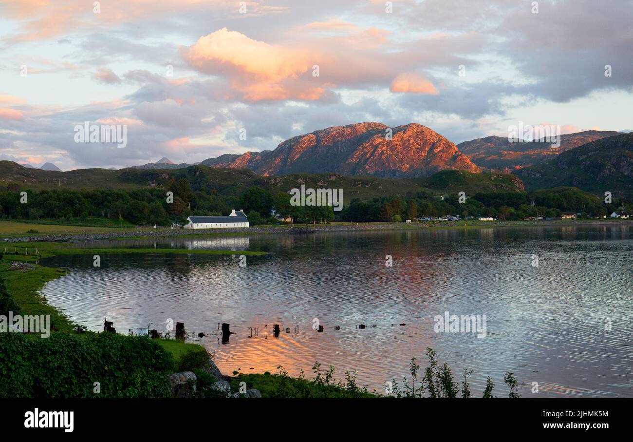 Poolewe Village von Inverewe Gardens, Wester Ross, Schottland Stockfoto