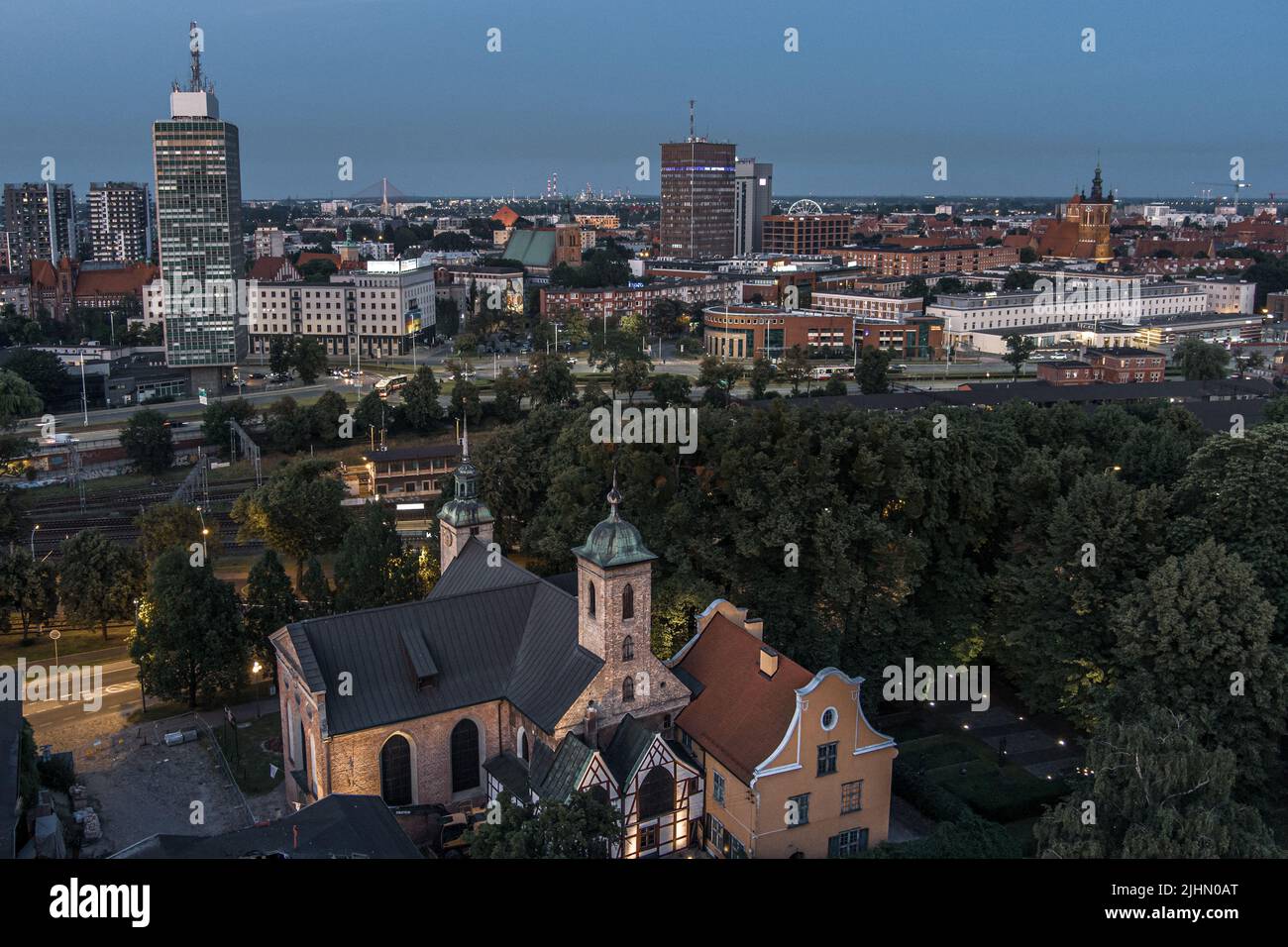 Alte Kirche im stadtzentrum von danzig Stockfoto