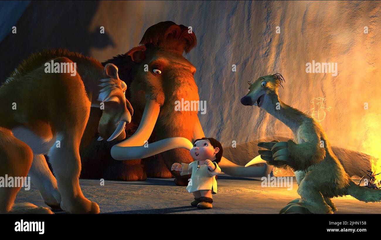 DIEGO, MANNY, ROSHAN, SID, EISZEIT, 2002 Stockfoto