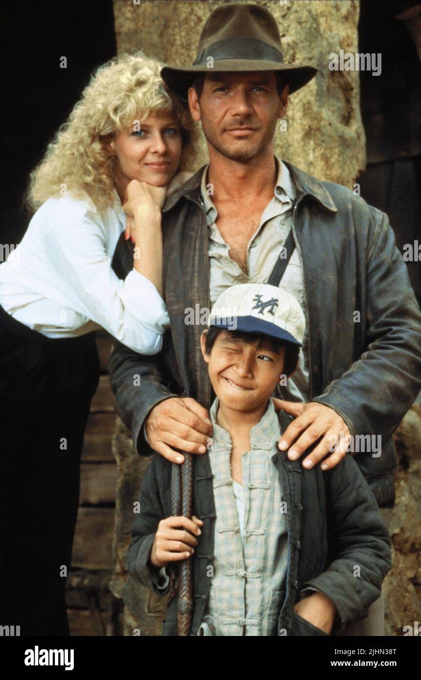 KATE CAPSHAW, Harrison Ford, JONATHAN KE QUAN, INDIANA JONES UND DER TEMPEL DES TODES, 1984 Stockfoto