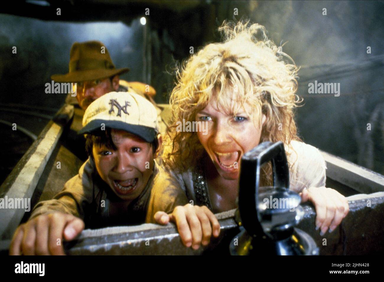 HARRISON Ford, JONATHAN KE QUAN, Kate Capshaw, INDIANA JONES UND DER TEMPEL DES TODES, 1984 Stockfoto