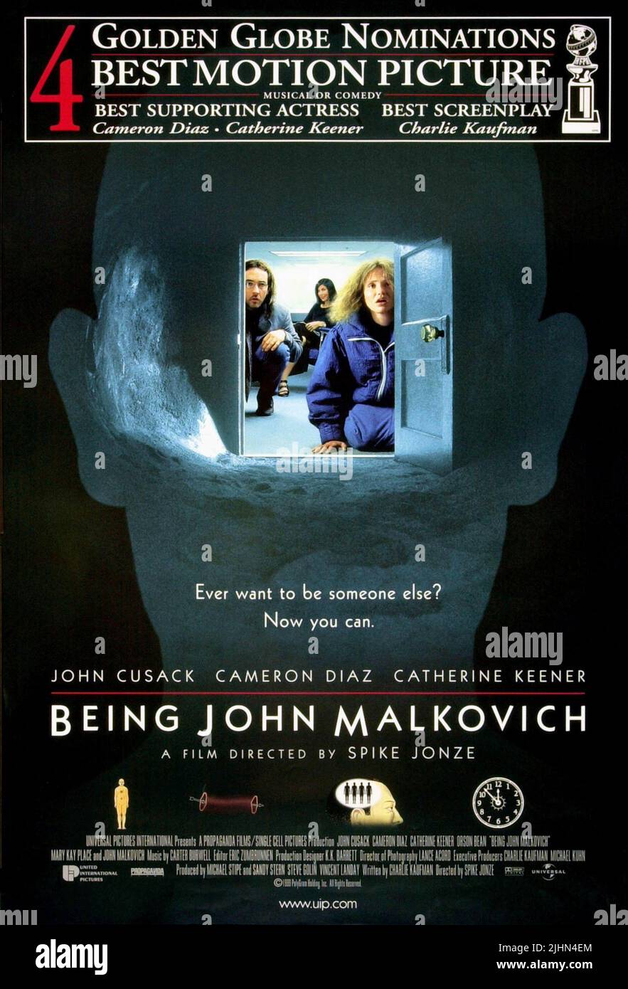 JOHN CUSACK, Catherine Keener, CAMERON DIAZ, JOHN MALKOVICH, Plakat, BEING JOHN MALKOVICH, 1999 Stockfoto