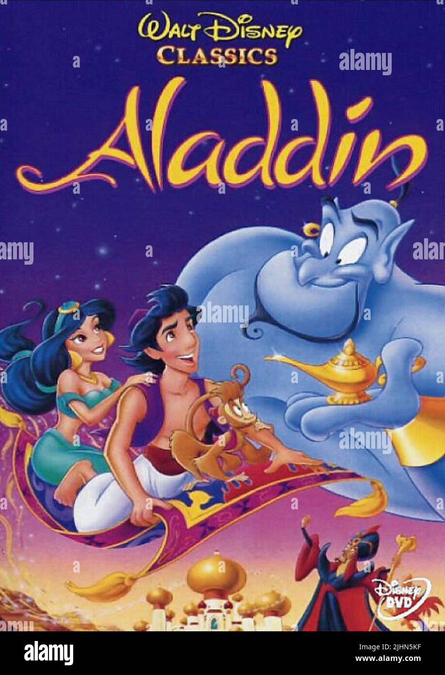 Prinzessin Jasmin, ALLADIN, ABU, der GENIE, JAFAR FILMPLAKAT, Aladdin, 1992 Stockfoto