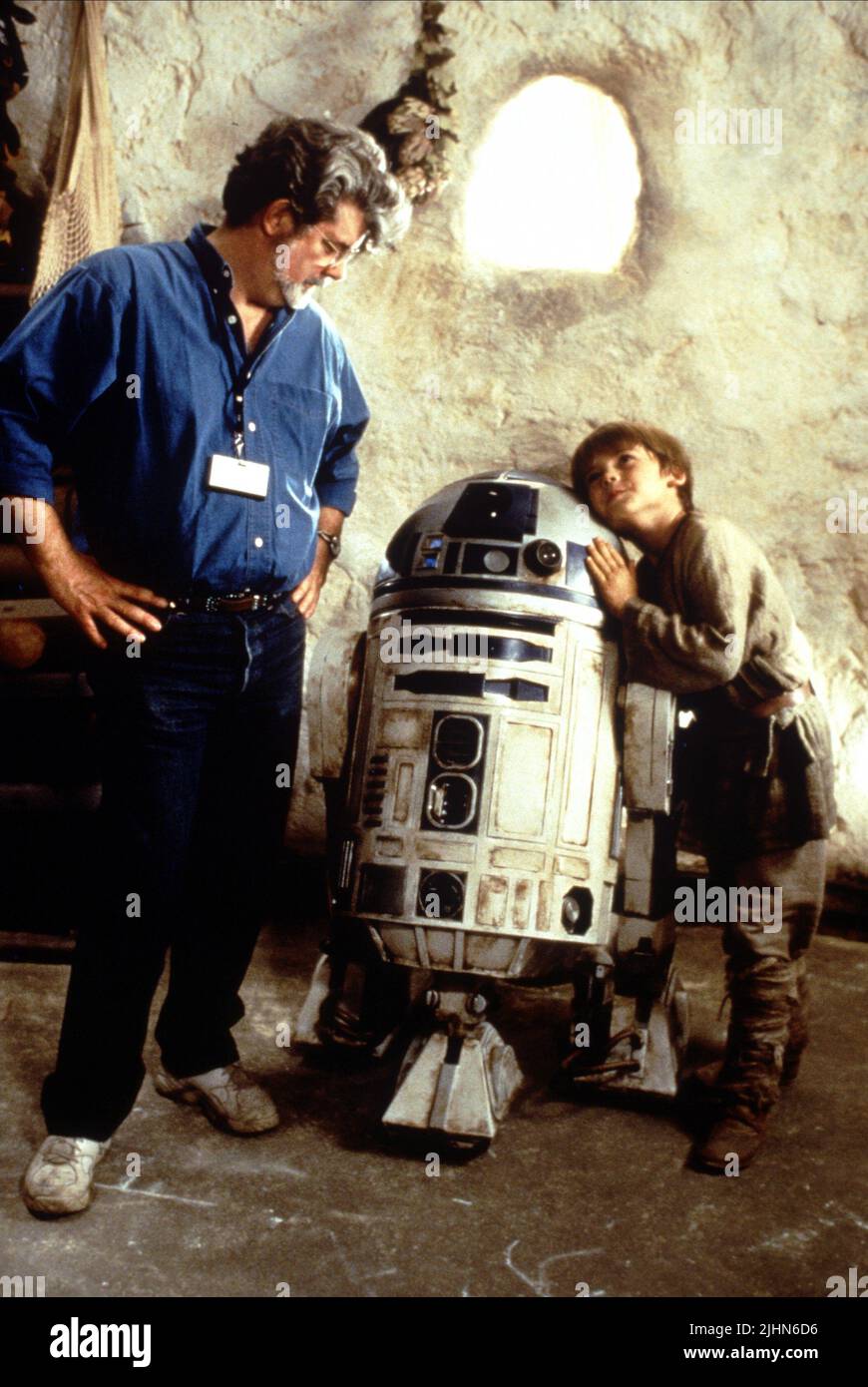 GEORGE LUCAS, R2-D2, Jake Lloyd, Star Wars: Episode I - Die Dunkle Bedrohung, 1999 Stockfoto