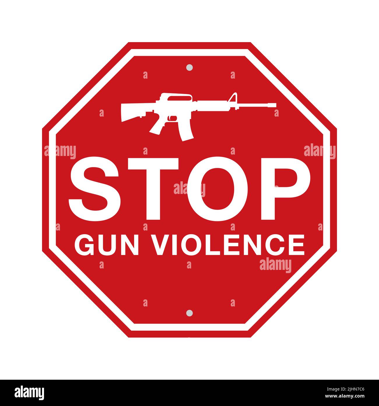 Ein Stoppschild mit der Botschaft STOP GUN VIOLENCE Illustration. Stockfoto