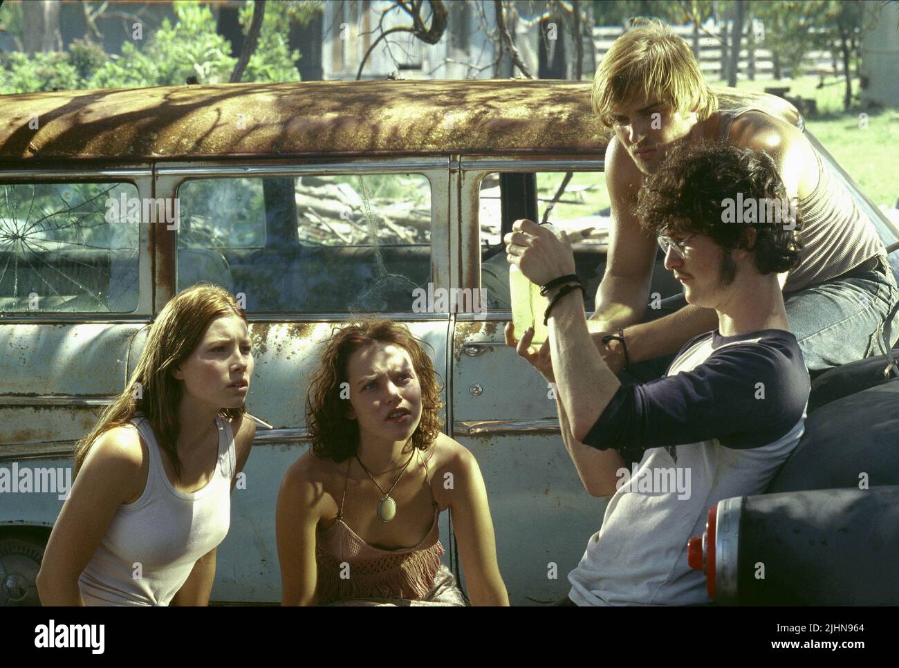 JESSICA Biel, Jonathan Tucker, ERICA LEERHSEN, Mike Vogel, das Texas Chainsaw Massacre, 2003 Stockfoto