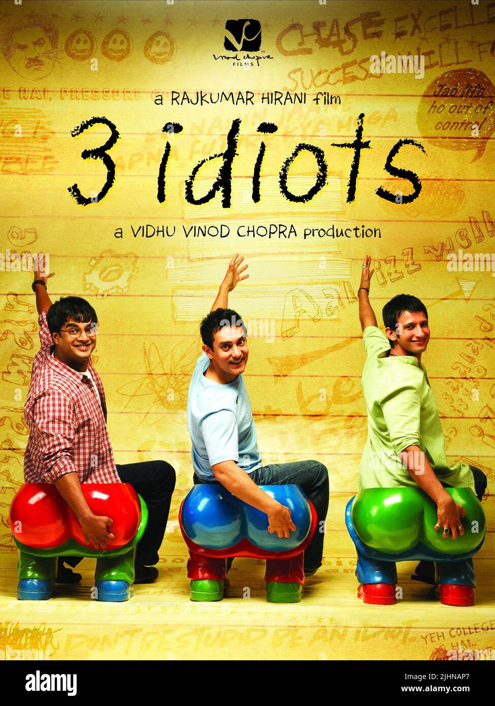 MADHAVAN, AAMIR KHAN, Sharman Joshi, Plakat, 3 Idioten, 2009 Stockfoto