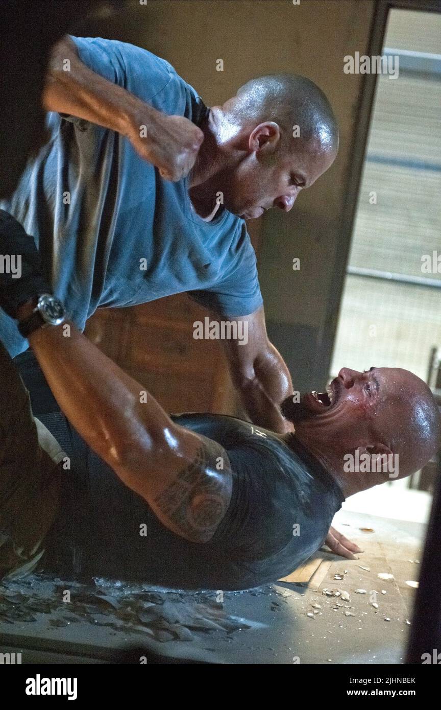 VIN DIESEL, Dwayne Johnson, FAST FÜNF, 2011 Stockfoto