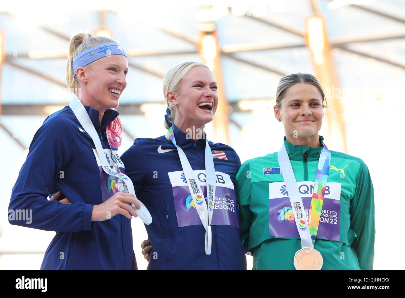 Hayward Field, Eugene, Oregon, USA. 17.. Juli 2022. (L-R) Sandi Morris ...