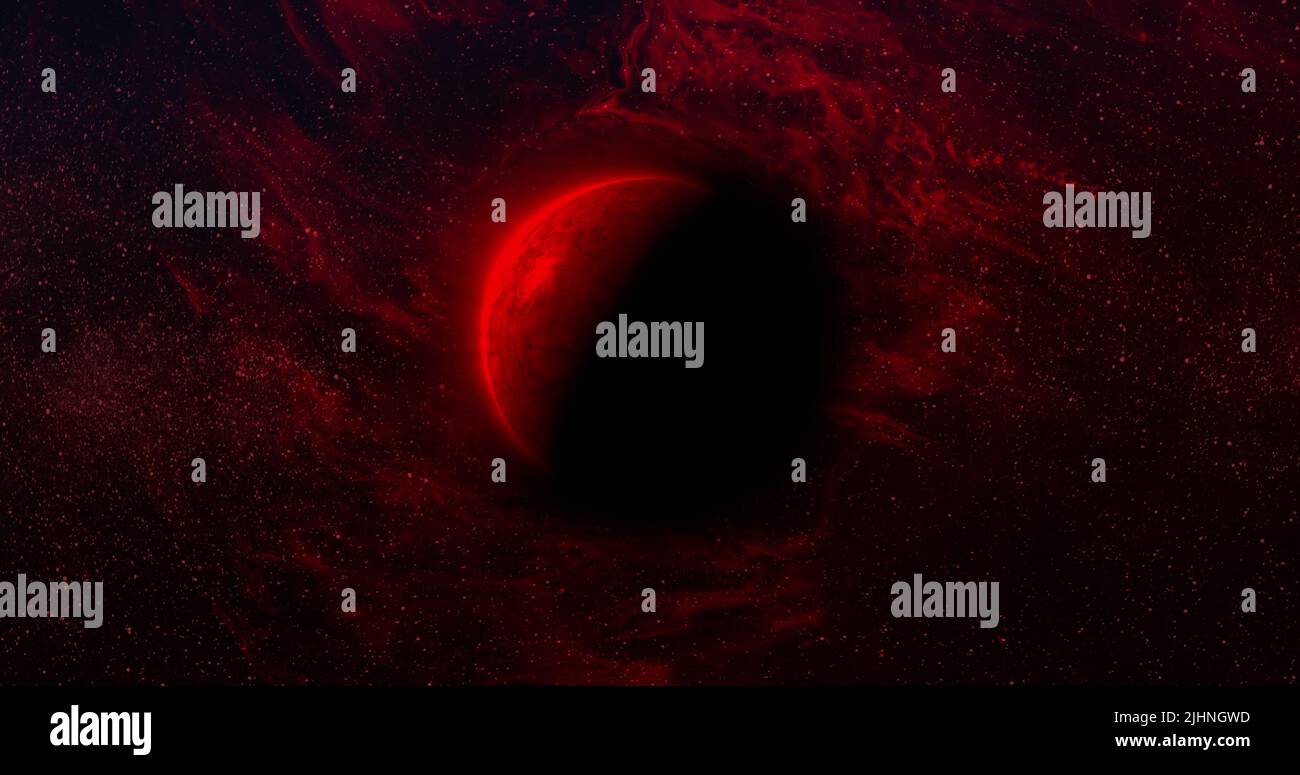 Bild des roten Planeten im schwarzen Raum Stockfoto