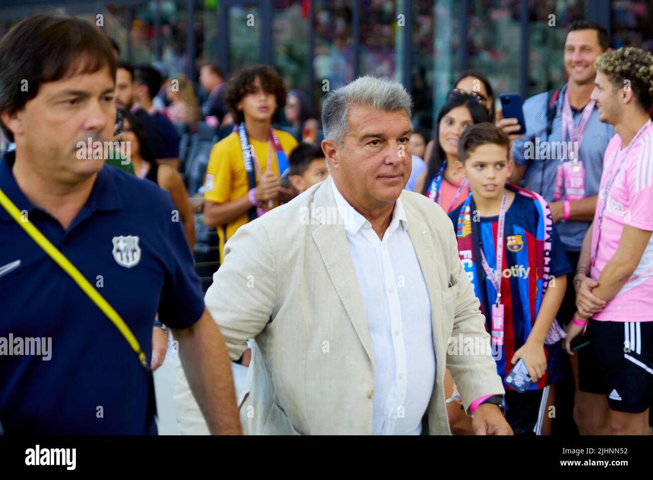 Fort Lauderdale, FL, USA. 19.. Juli 2022. Joan Laporta beim internationalen Freundschaftsspiel zwischen Inter Miami CF und dem FC Barcelona im DRV Pink Stadium in Florida, USA. Kredit: Yaroslav Sabitov/YES Market Media/Alamy Live Nachrichten Stockfoto