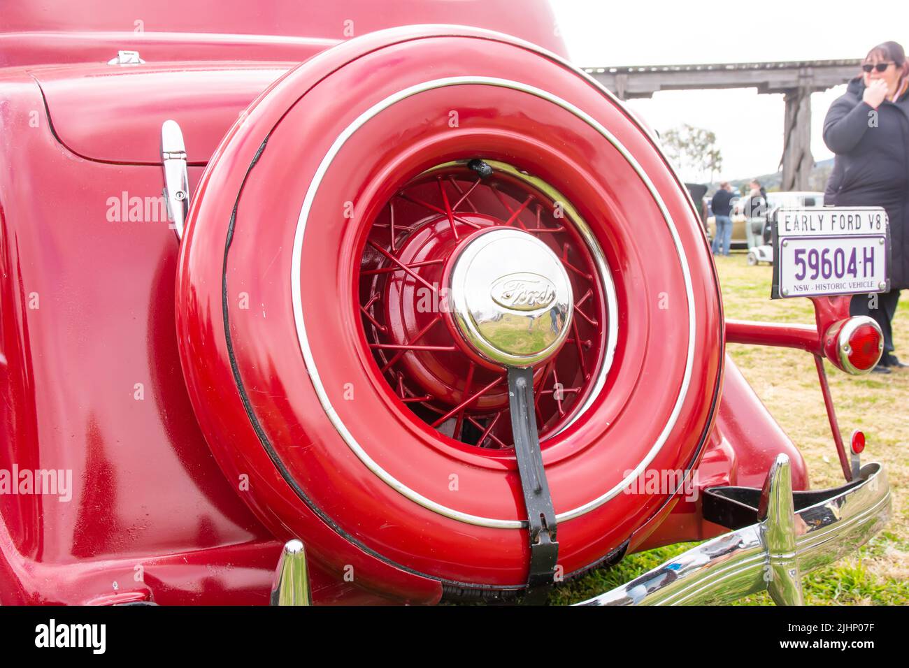 Rückseite einer 1936 Ford V8 Deluxe Fordor Trunk Touring Sedan. Stockfoto