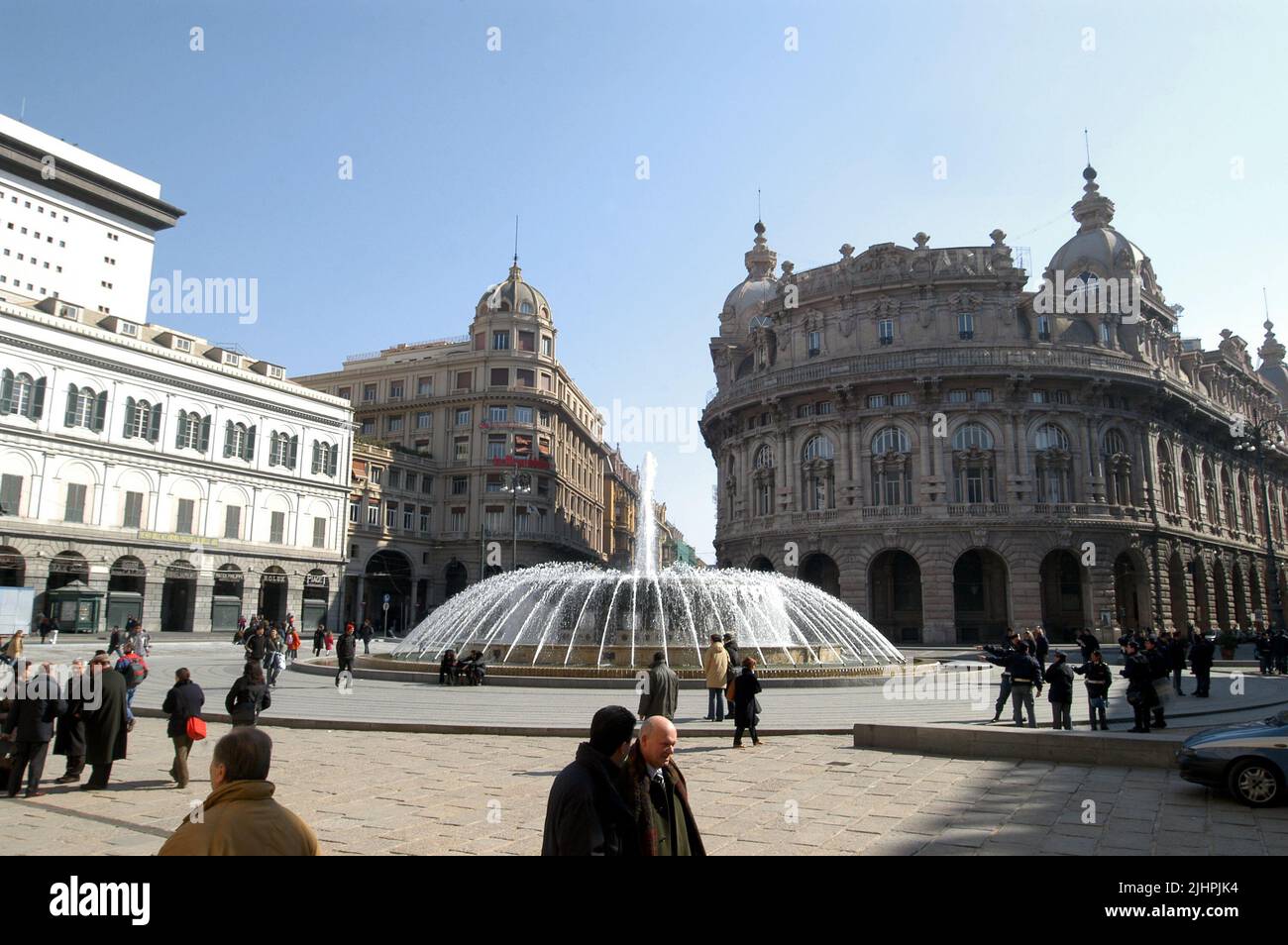 Genova (Italien), der Brunnen auf dem De Ferrari Platz Stockfoto