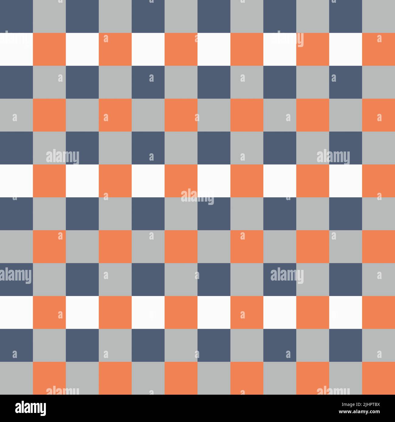 Weiß Grau Orange Nahtloses Französisches Kariertes Muster. Hintergrund Mit Farbenfrohem Stoff-Karogramm. Klassische Checker Muster Design Textur. Stockfoto