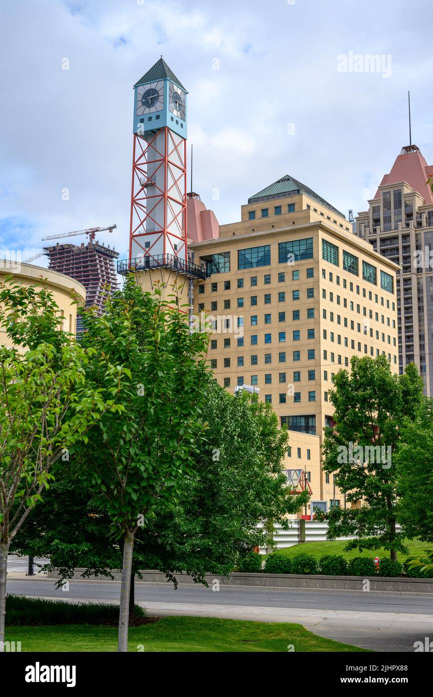 Mississauga City Hall von Square One, Mississauga, Ontario, Kanada. Stockfoto