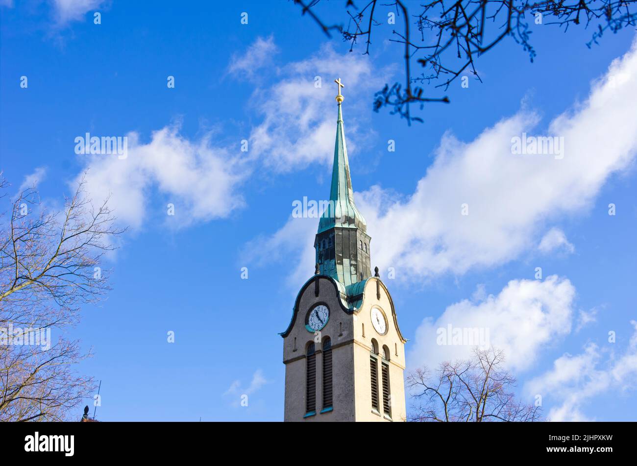 Denkmalgeschützte Christuskirche im Landkreis Klotzsche, Dresden, Sachsen, Deutschland. Stockfoto