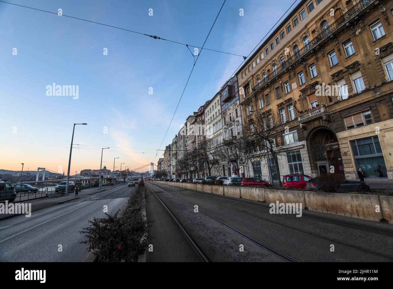 Budapest: Pesti auch rakpart, Belgrad rakpart. Ungarn Stockfoto