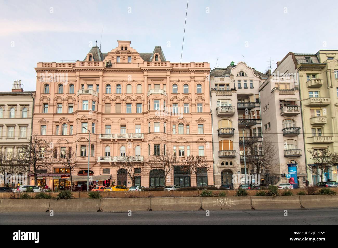 Budapest: Pesti auch rakpart, Belgrad rakpart. Ungarn Stockfoto