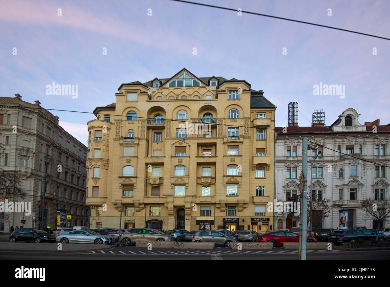 Budapest: Pesti auch rakpart, Belgrad rakpart. Ungarn Stockfoto